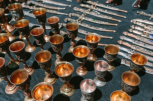 cups-decorated-with-jewel-flea-market-vernissage-yerevan-armenia