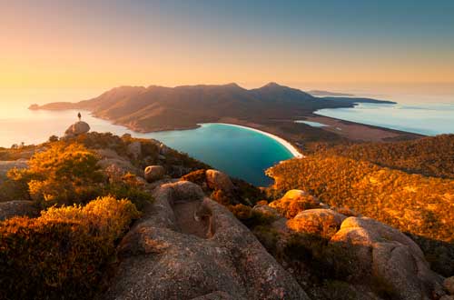 Tasmania-luxury-adventure-australia-sunset-wineglass-bay
